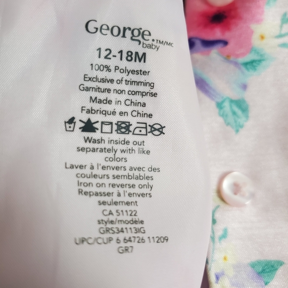 George Printed Dress, Pink Floral, 12-18 months - Picture 6 of 8